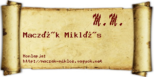 Maczák Miklós névjegykártya